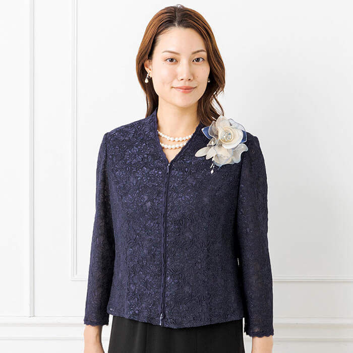 ラメレースのファスナー付きブラウス